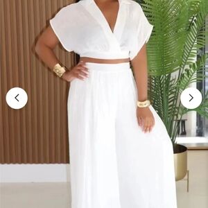 Elegant White Women's Pant Set